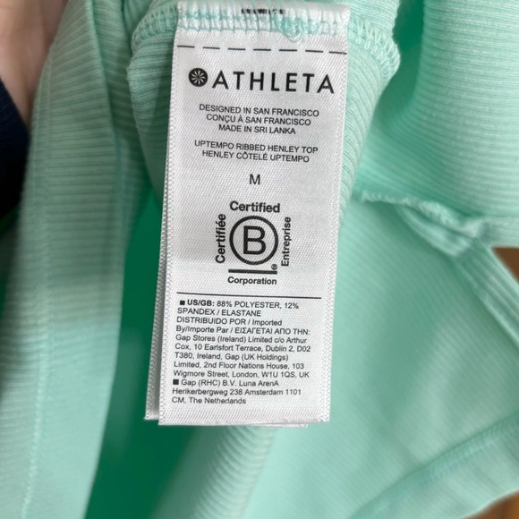 Athleta Uptempo Ribbed Henley Pullover Top, Women’s Medium, Seafoam/Mint Green - Picture 7 of 13